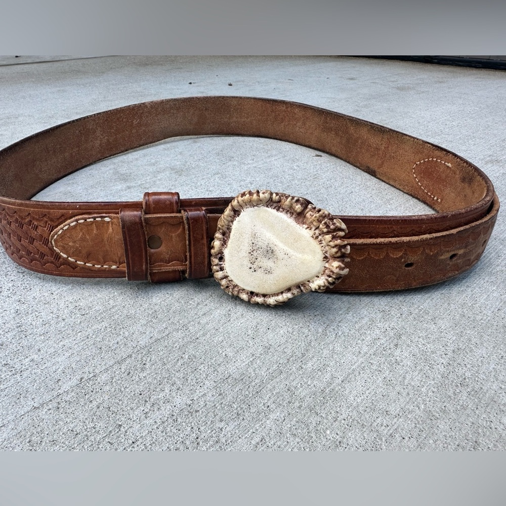 Bianchi Leather Elk Horn Belt 36